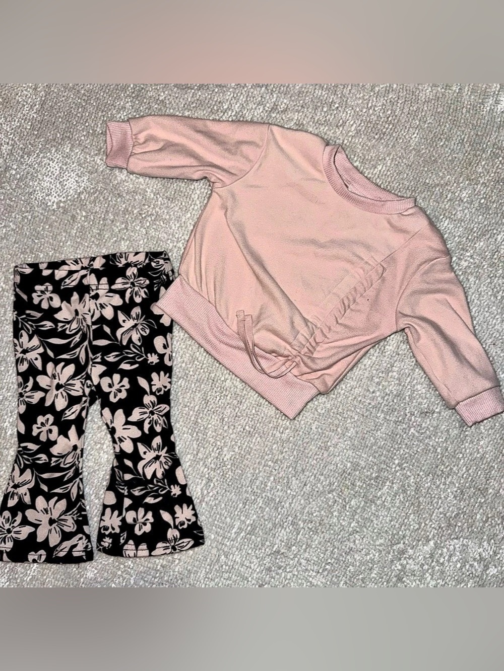 Baby 12M Pink Floral Matching Set Like New